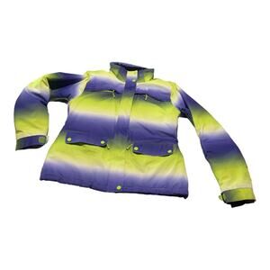 Liquid performance womens large ski snowboard winter coat jacket blue green neon